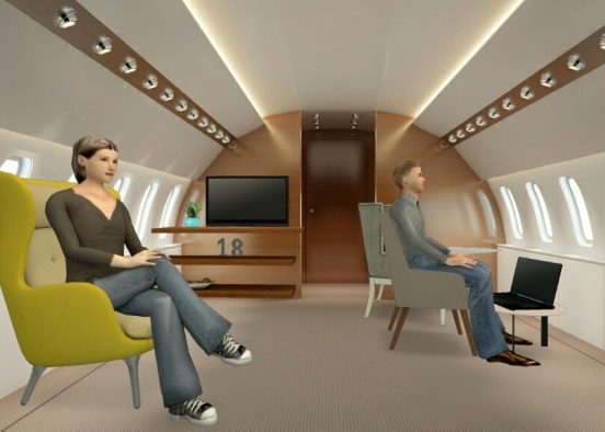 Contemporary Aeroplane Living/Dining Room Design Rendering