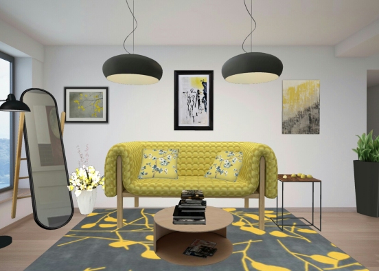 Black and Yellow Room Design Rendering