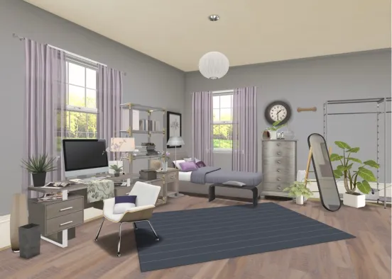 Violet bedroom Design Rendering