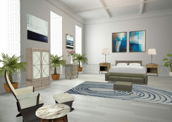 Blue bed room Design Rendering