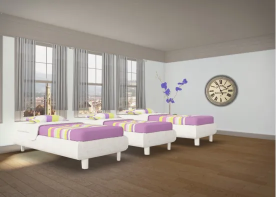3 bed purple themed bedroom Design Rendering