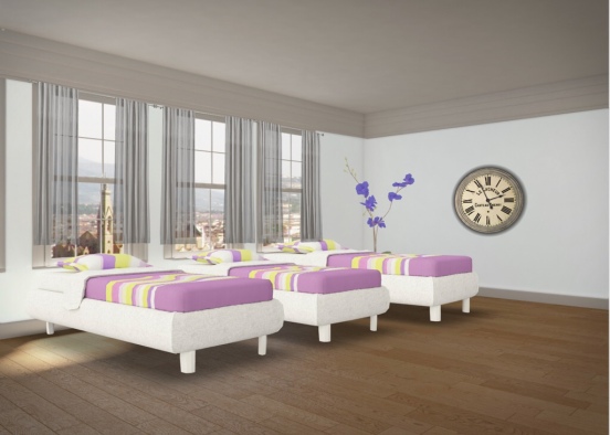 3 bed purple themed bedroom Design Rendering