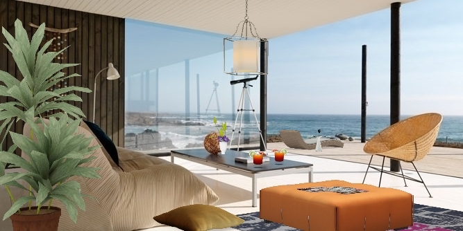 Beach Living Room Design Rendering