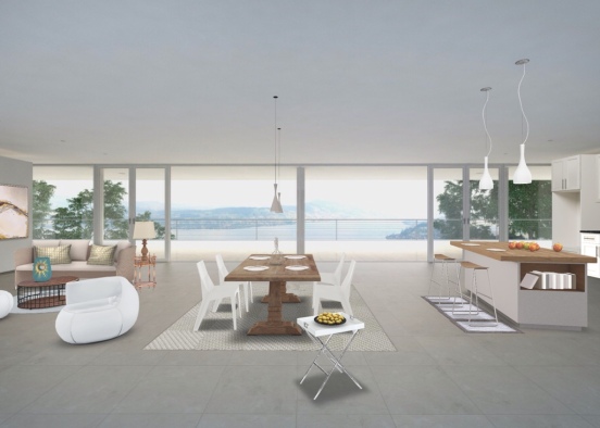 Modern lake house Design Rendering