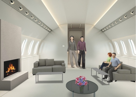 Private jet living room Design Rendering