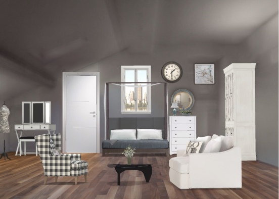 Attic City Bedroom Design Rendering