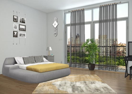 #bedroom #grey #yellow  Design Rendering