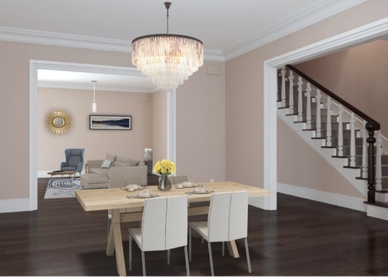 Open living and dinning room Design Rendering