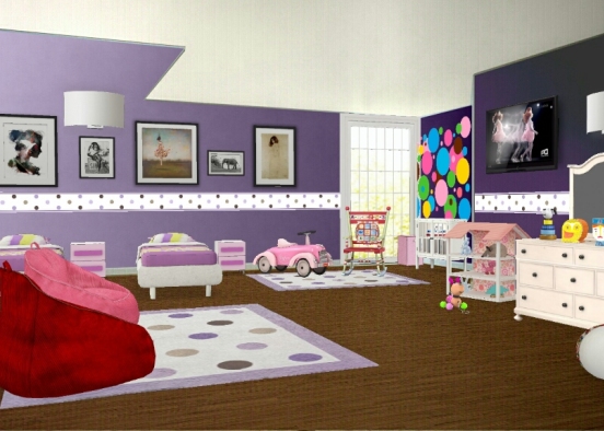 Girls purple room Design Rendering
