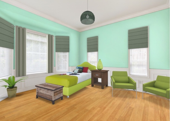 Green kids bedroom  Design Rendering