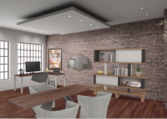 Modern and rustic office Design Rendering