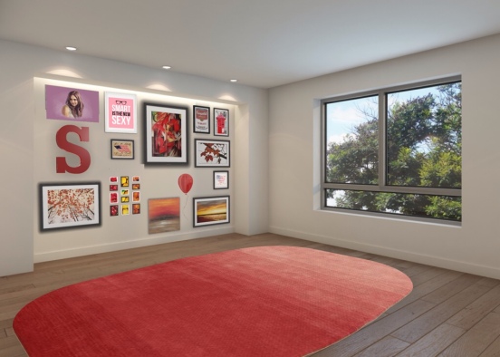 Red and pink Painting Wall Design Rendering