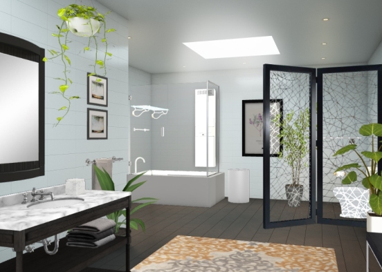 Modern black bathroom  Design Rendering
