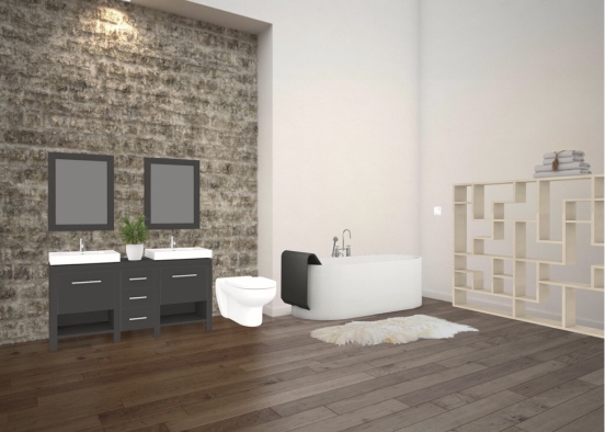I only typed in key colors to design this lovely bathroom Design Rendering