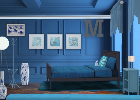 Blue themed room Design Rendering