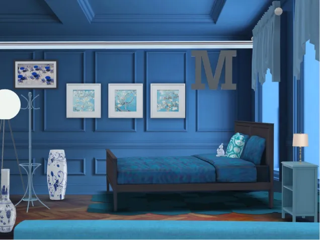 Blue themed room