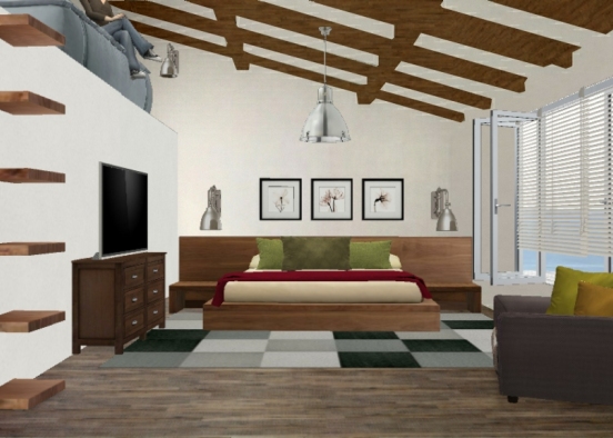 Dormitorio con buhardilla  Design Rendering