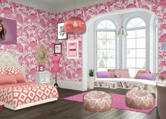 Pink bedroom Design Rendering
