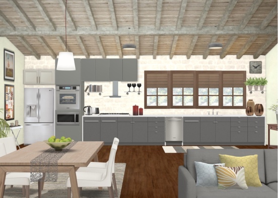 Grey kitchen Design Rendering
