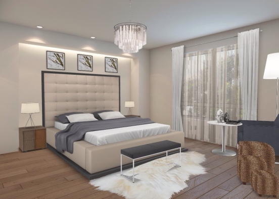 Luxury mansion bedroom Design Rendering