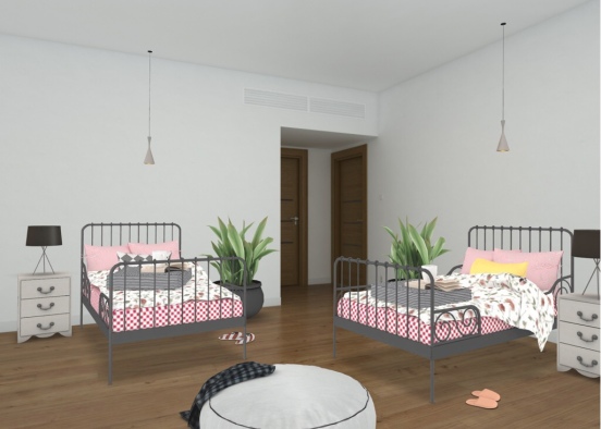 twin bedroom Design Rendering