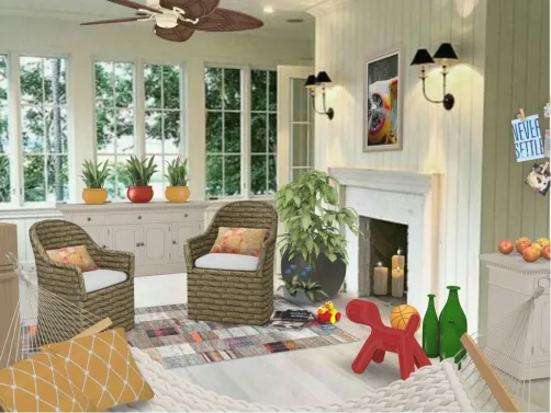 Old screen porch turns to all season room. 