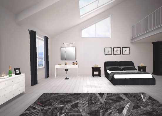 black bedroom Design Rendering