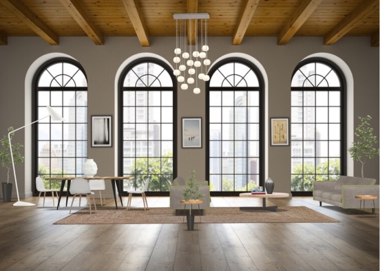 Clean minimalistic living room Design Rendering