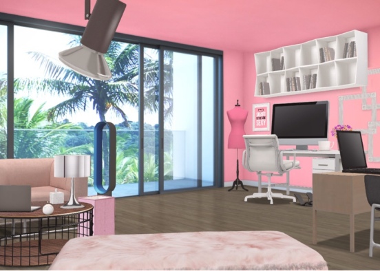 Pretty pink office Design Rendering