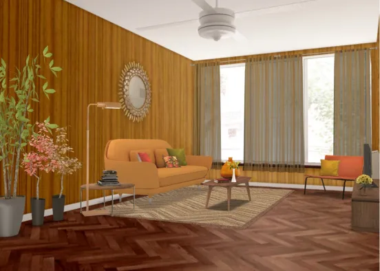 Mid-Century modern living room Design Rendering