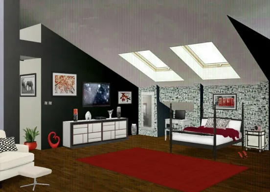 Black and White bedroom Design Rendering