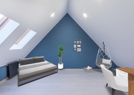 sky blue bedroom Design Rendering