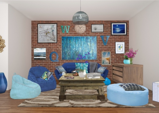 "Sea" - living room  Design Rendering