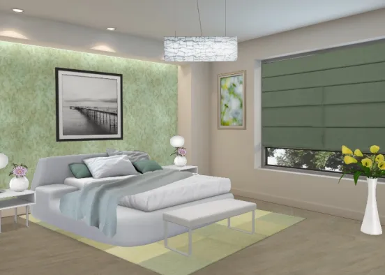 Modern and green bedroom  Design Rendering