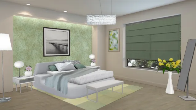 Modern and green bedroom 