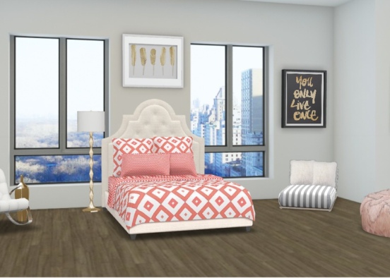 Gold Bedroom Design Rendering