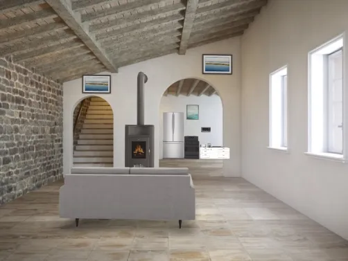 living room with kichten 