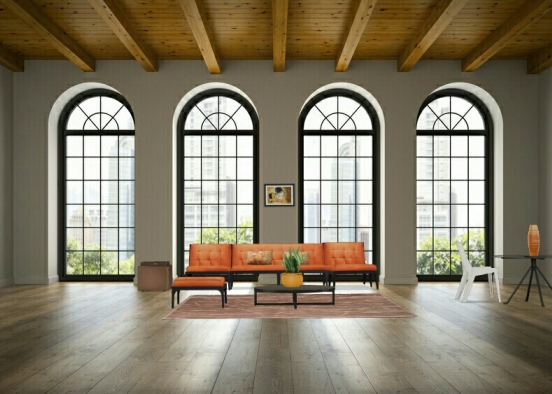 Orange livin room Design Rendering