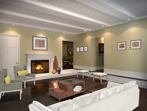 living room contemporary green white