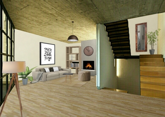 Brown modern living Design Rendering