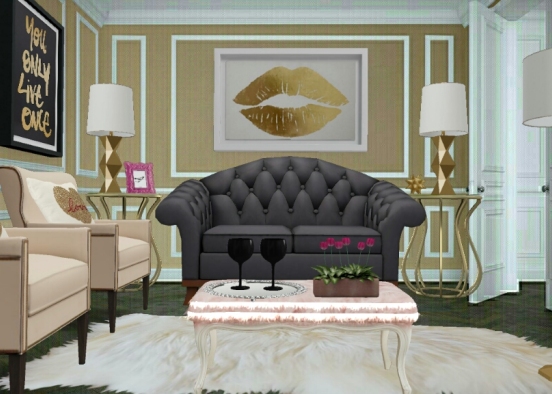 Luxury Grand Salon Feminine Design Rendering