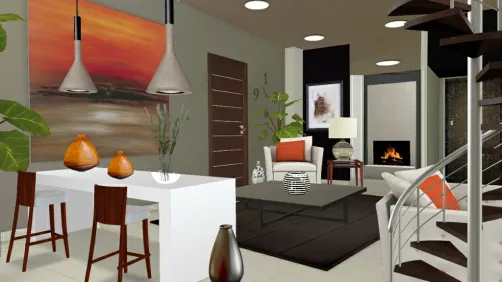 Orange living room decorations