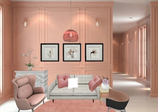fabulous pink inspired living room Design Rendering