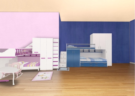 BoyGirl shared bedroom Design Rendering