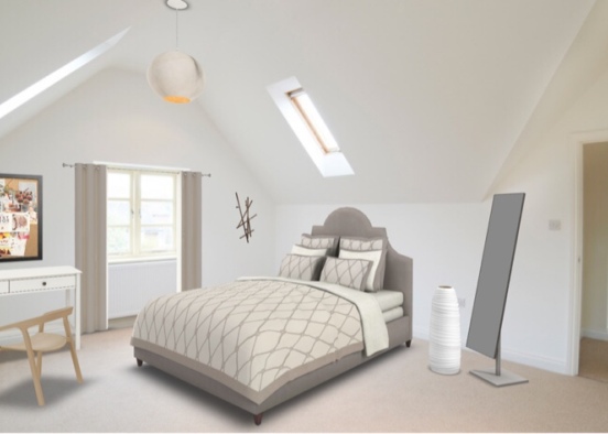 White classy bedroom Design Rendering