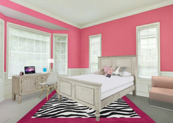 Pink and grey bedroom Design Rendering