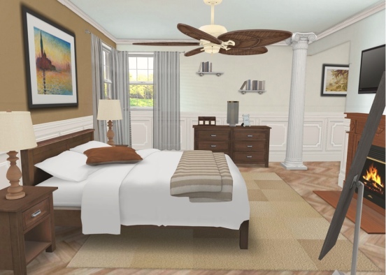Brownish bedroom Design Rendering
