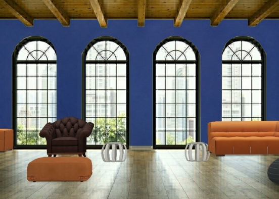 Blue room orange Design Rendering