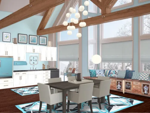 Cool Blue Mountain Cabin Kitchen