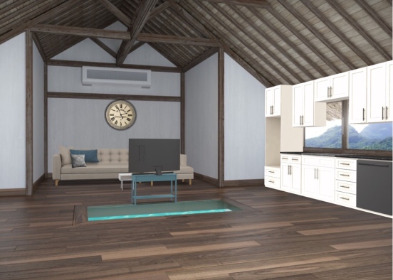 this is a Bora Bora styled hotel room  Design Rendering